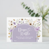 Boho Paarse Wildflower Luier Raffle Baby Meisje Informatiekaartje (Staand voorkant)