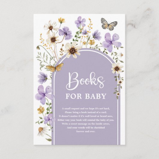 Boho Paarse Wildflower Meadow Boeken voor Baby Informatiekaartje (Voorkant)