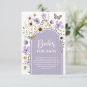 Boho Paarse Wildflower Meadow Boeken voor Baby Informatiekaartje (Staand voorkant)