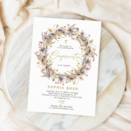 Boho Paarse Wildflowers Bevestigingsuitnodiging Kaart