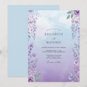 Boho Paarse Wisteria Bruiloft Kaart (Voorkant / Achterkant)