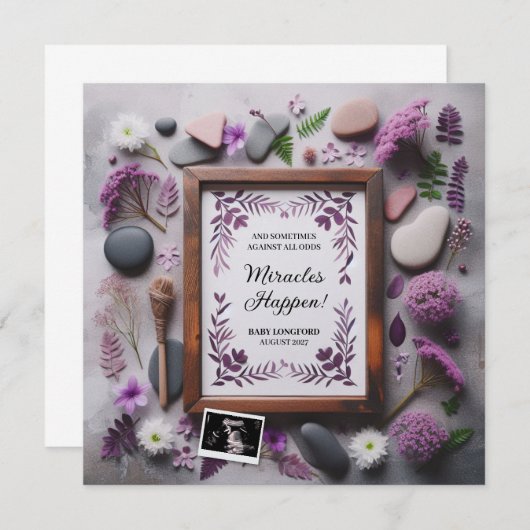 Boho Paarse zwangerschapsaankondiging digitaal Aankondiging (Voorkant / Achterkant)