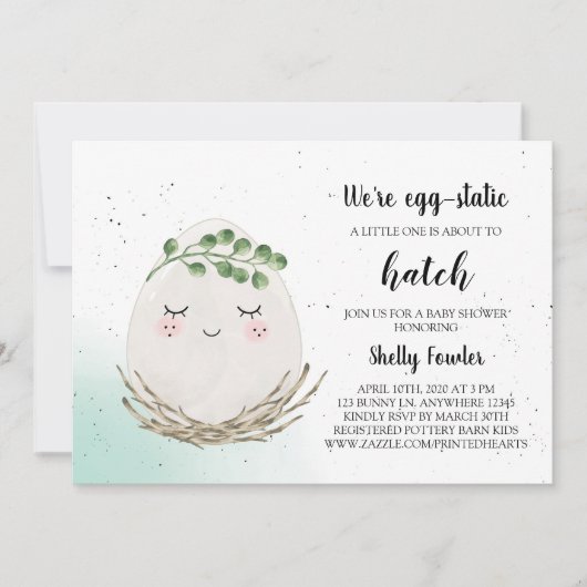 Boho Paasei Baby shower Uitnodiging - Spring (Voorkant)