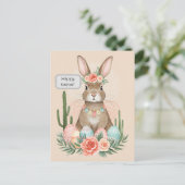 Boho Paashaas Kaart – grillige pastel Briefkaart (Staand voorkant)