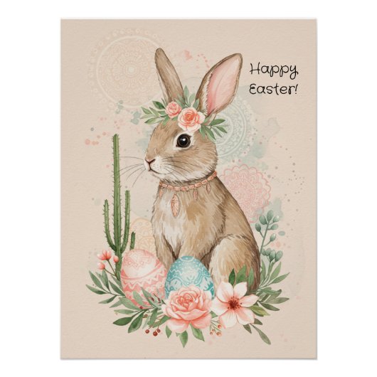 Boho Paashaas Printbare Whimsical Pastel Perfect Poster (Voorkant)