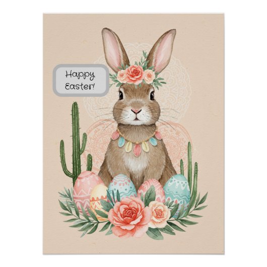 Boho Paashaas Printbare Whimsical Pastel Perfect Poster (Voorkant)
