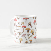 Boho Paddenstoelen Handgetrokken Toadstools Gepers Koffiemok (Voorkant links)
