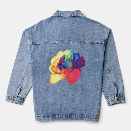 Boho Painted Rainbow Roos Denim Jacket (Achterkant)