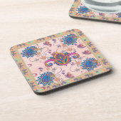 Boho paisley and elephant pattern_lmandala artwork bier onderzetter (Linkerzijde)