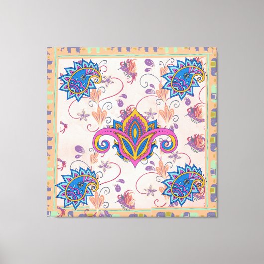 Boho paisley and elephant pattern_lmandala artwork canvas afdruk (Voorkant)