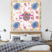 Boho paisley and elephant pattern_lmandala artwork canvas afdruk (Insitu (Slaapkamer))