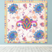 Boho paisley and elephant pattern_lmandala artwork canvas afdruk (Insitu (Houten vloer))