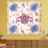 Boho paisley and elephant pattern_lmandala artwork canvas afdruk (Insitu (Woonkamer))