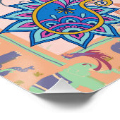 Boho paisley and elephant pattern_lmandala artwork perfect poster (Hoek)