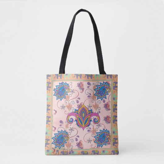 Boho paisley and elephant pattern_lmandala artwork tote bag (Voorkant)