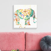 Boho Paisley Elephant I Canvas Afdruk (Insitu (Woonkamer))