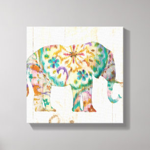Boho Paisley Elephant I Canvas Afdruk