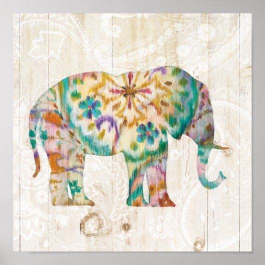 Boho Paisley Elephant I Poster (Voorkant)