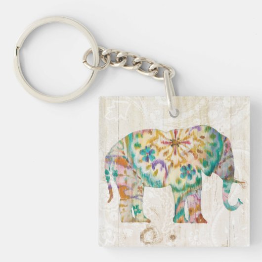 Boho Paisley Elephant I Sleutelhanger (Voorkant)
