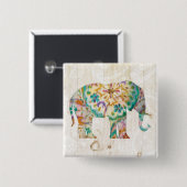 Boho Paisley Elephant I Vierkante Button 5,1 Cm (Voorkant /achterkant)