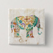 Boho Paisley Elephant I Vierkante Button 5,1 Cm (Voorkant)