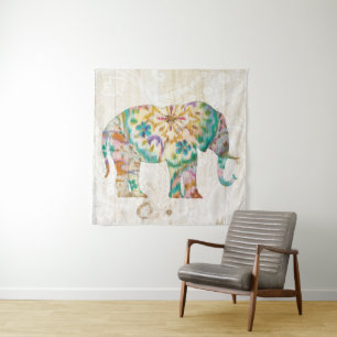 Boho Paisley Elephant I Wandkleed