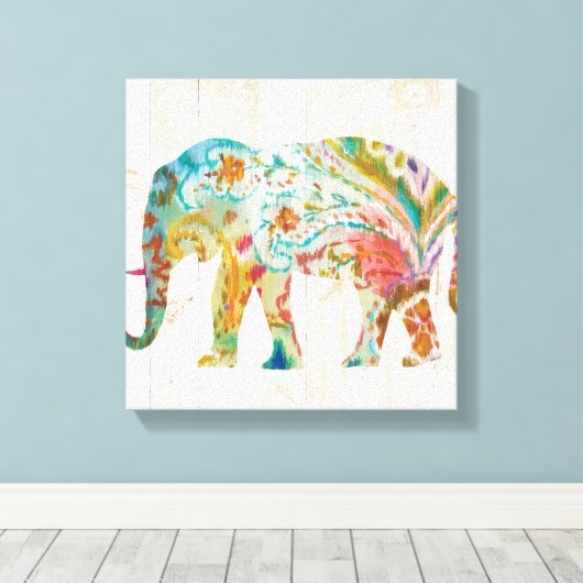 Boho Paisley Elephant II Canvas Afdruk (Insitu (Houten vloer))