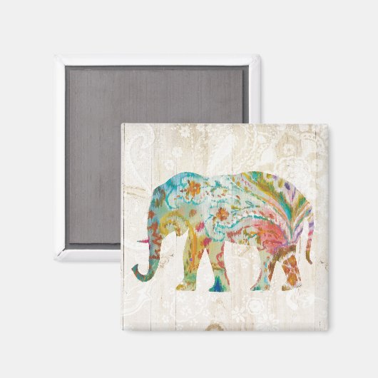 Boho Paisley Elephant II Magneet (Voorkant / Achterkant)