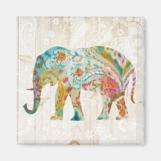 Boho Paisley Elephant II Magneet (Voorkant)