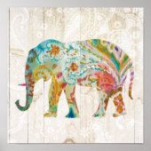 Boho Paisley Elephant II Poster (Voorkant)