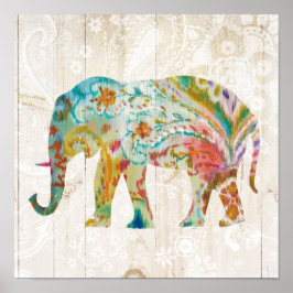Boho Paisley Elephant II Poster