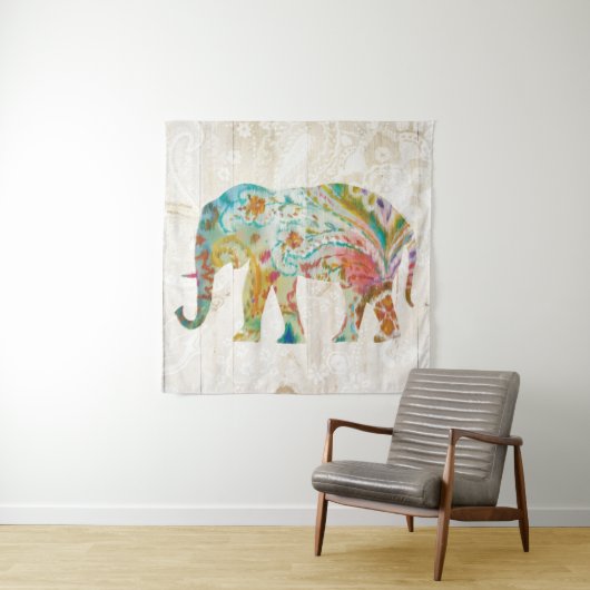 Boho Paisley Elephant II Wandkleed (In Situ (horizontaal))