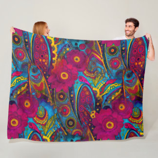 Boho Paisley Floral Fleece Deken