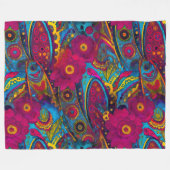 Boho Paisley Floral Fleece Deken (Voorkant (Horizontaal))