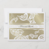 Boho Paisley Floral Peacock Elegant Gold Wedding Bedankkaart (Voorkant)