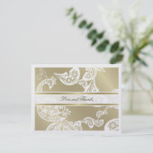 Boho Paisley Floral Peacock Elegant Gold Wedding Bedankkaart (Staand voorkant)
