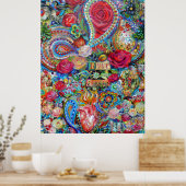 Boho Paisley houdt van elkaar Poster (Keuken)