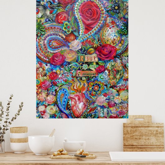 Boho Paisley houdt van elkaar Poster (Keuken)