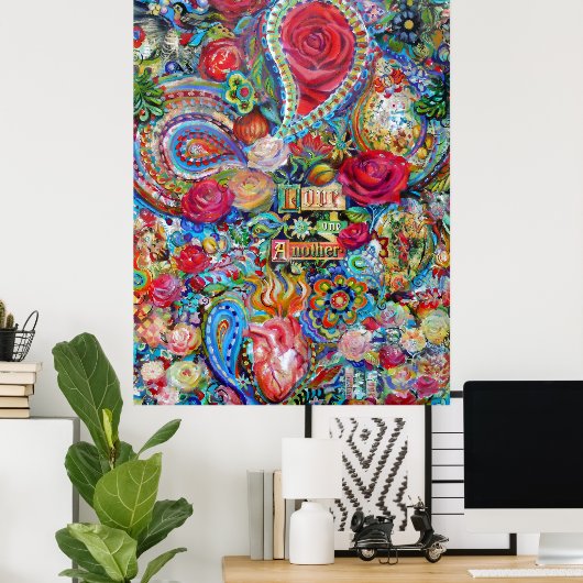 Boho Paisley houdt van elkaar Poster (Thuiskantoor)