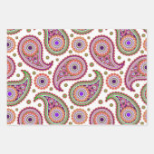 Boho Paisley in 3 kleurenschema's  Retro Inpakpapier Vel (Voorkant 3)