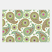 Boho Paisley in 3 kleurenschema's  Retro Inpakpapier Vel (Voorkant 2)
