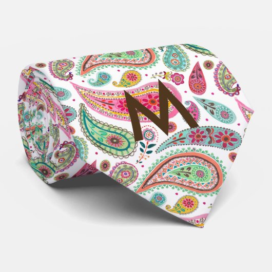 Boho Paisley Multicolor meisjesachtig patroon mono Stropdas (Opgerold)