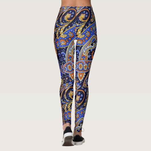 Boho Paisley print violet en zwart Leggings (Achterkant)