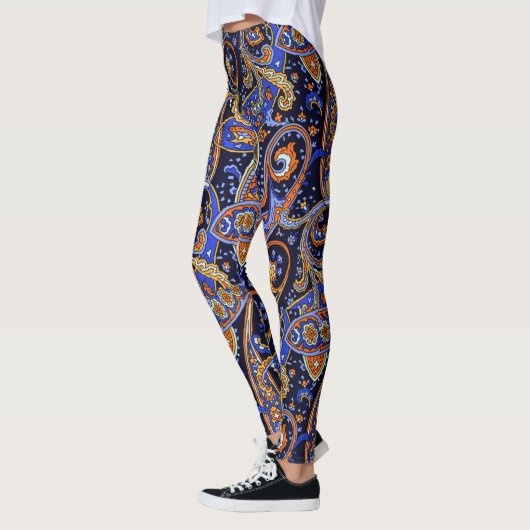 Boho Paisley print violet en zwart Leggings (Links)