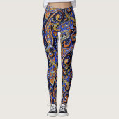 Boho Paisley print violet en zwart Leggings (Voorkant)