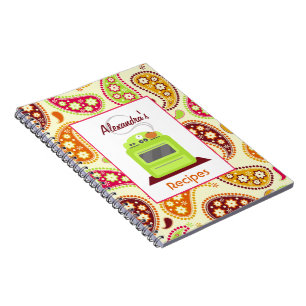 Boho Paisley & Retro Stove Recipe Notebook Notitieboek