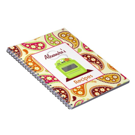 Boho Paisley & Retro Stove Recipe Notebook Notitieboek (Rechterzijde)