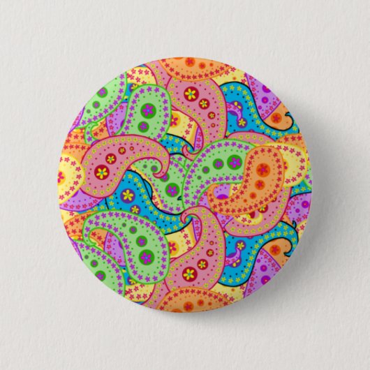 Boho Paisley Ronde Button 5,7 Cm (Voorkant)