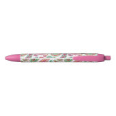 Boho Paisley roze girale monogram Zwarte Inkt Pen (Achterkant)
