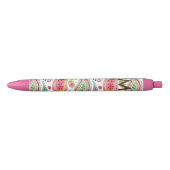 Boho Paisley roze girale monogram Zwarte Inkt Pen (Voorkant)